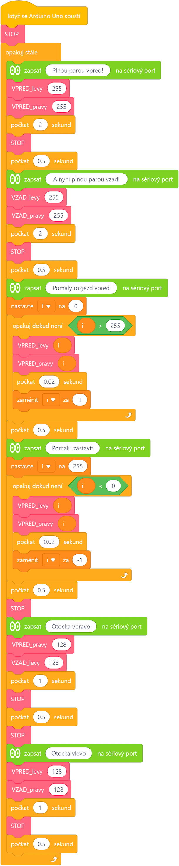 program v prostredi mBlock - hlavní program